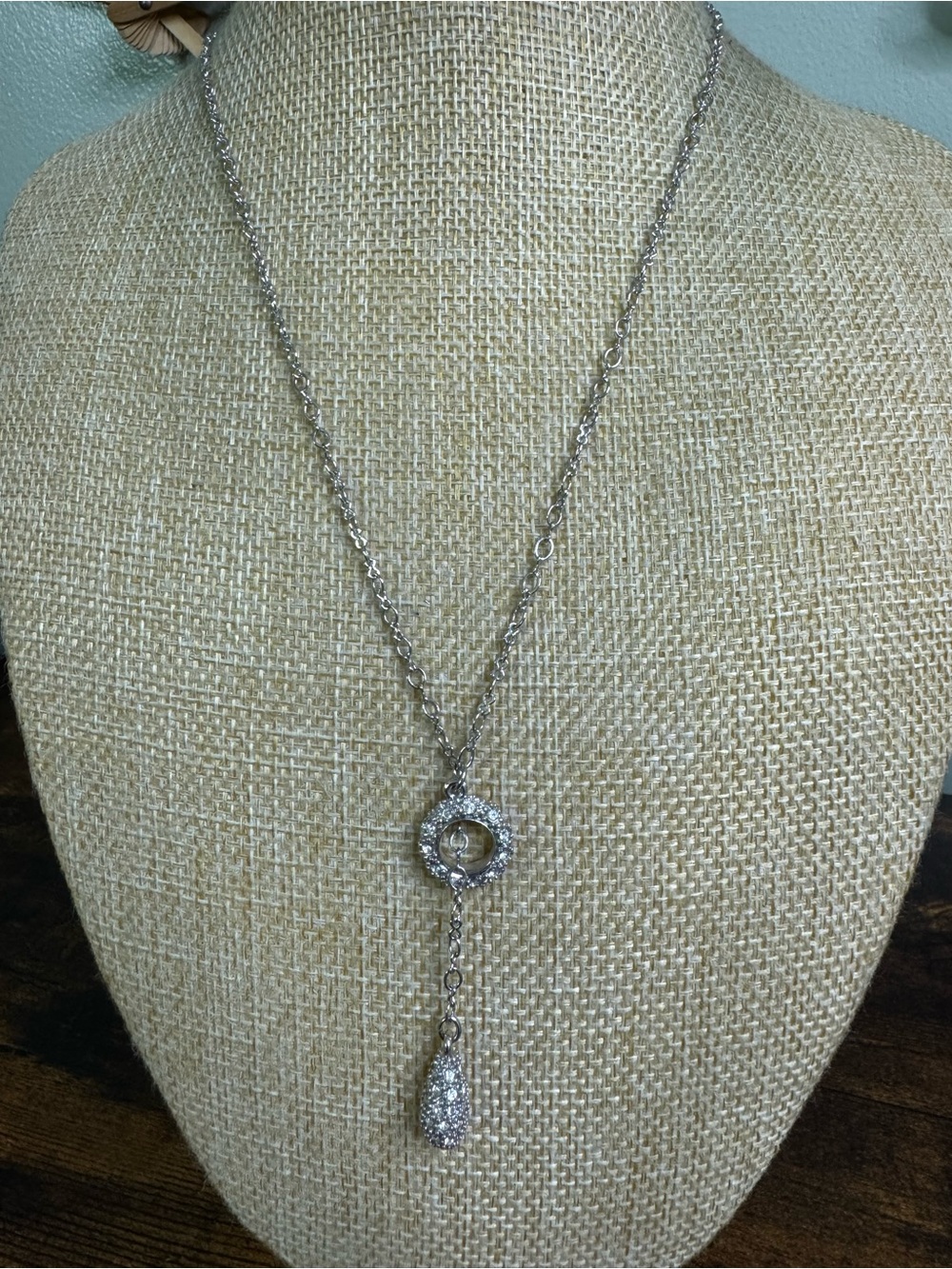 Lia Sophia Silver Crystal Lariat Necklace